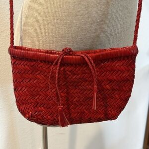 Dragon Diffusion Red Woven Crossbody Bag